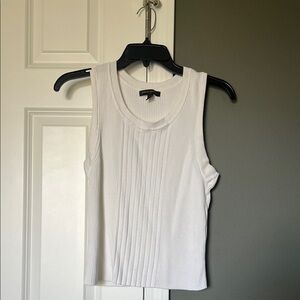 Banana Republic White Ribbed Knit Sleeveless Tank Top Size M
